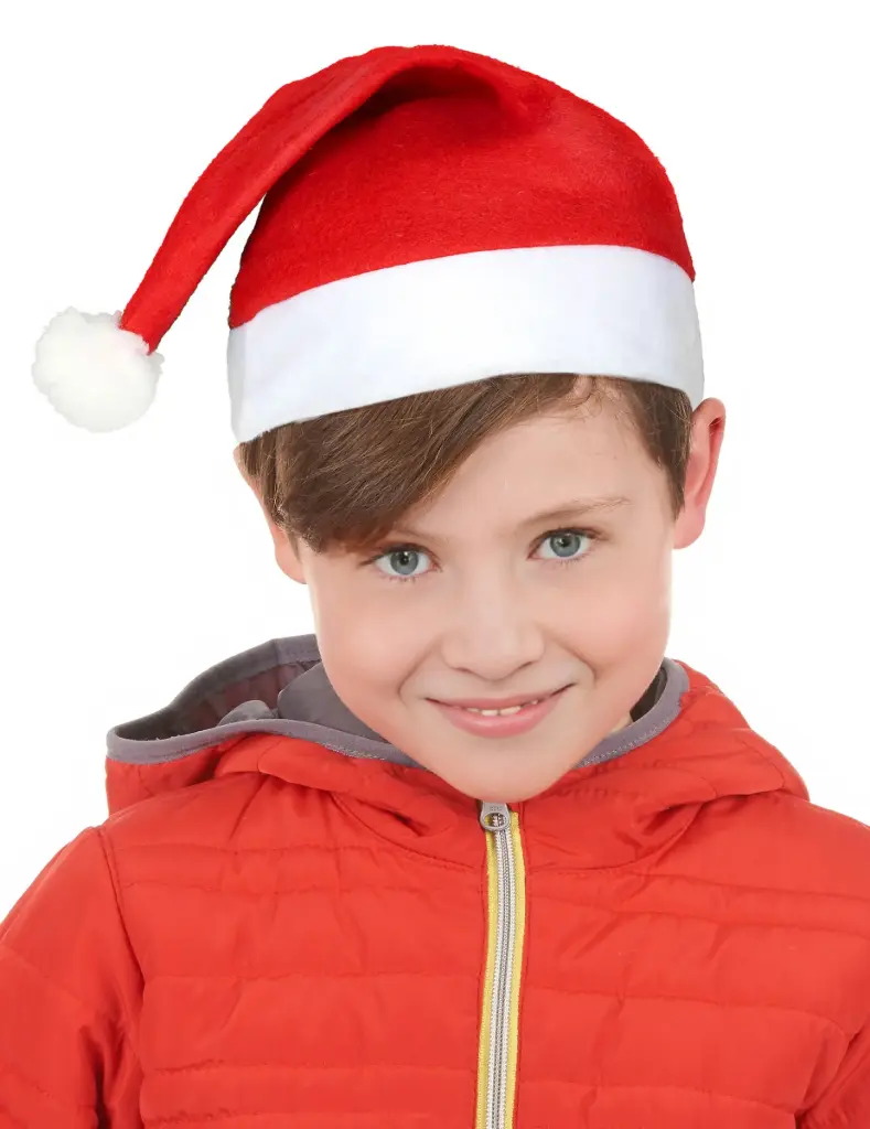 Bonnet Père Noël Enfant – Peluche, Unisexe, Rouge – Idéal Pour Déguisement Et Fêtes De Fin D’année